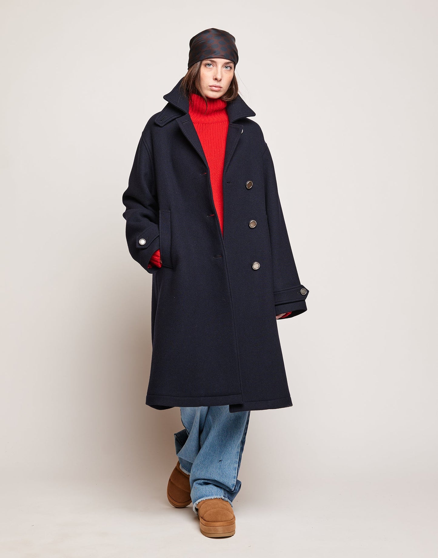 DOUUOD Cappotto in Double Twill di Lana Oltremare