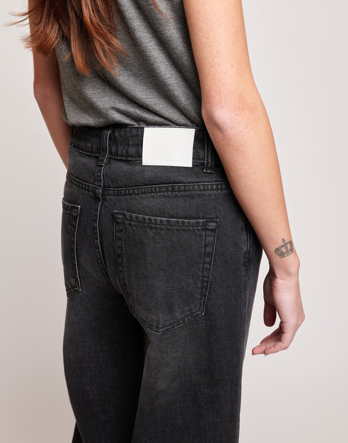 DOUUOD Jeans 5 Tasche a Palazzo Grigio Fumo