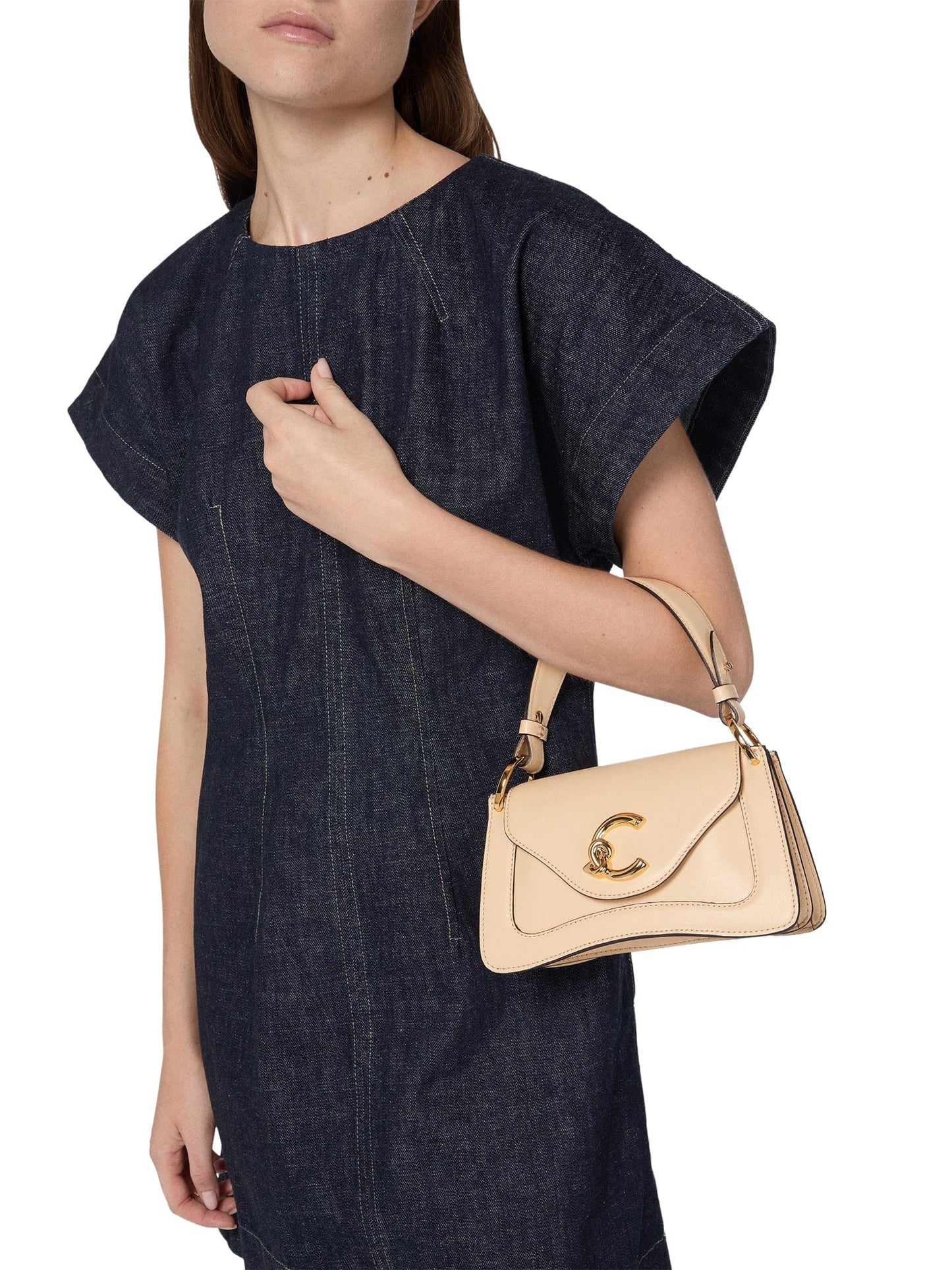 COCCINELLE Borsa Donna a Mano con Tracolla Nera, In Vera Pelle, C‑Me Calf Mini