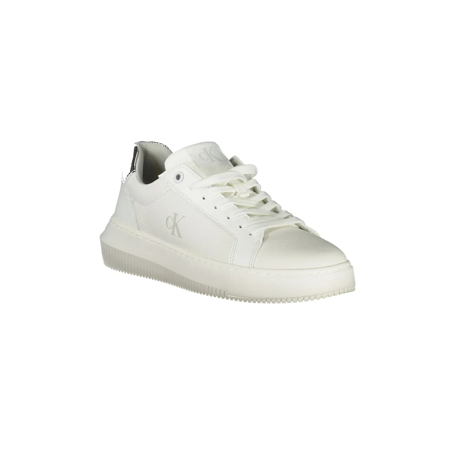 CALVIN KLEIN Scarpe Sneakers Donna Bianche con Dettagli Argento