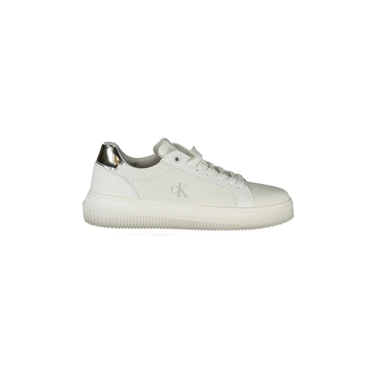 CALVIN KLEIN Scarpe Sneakers Donna Bianche con Dettagli Argento