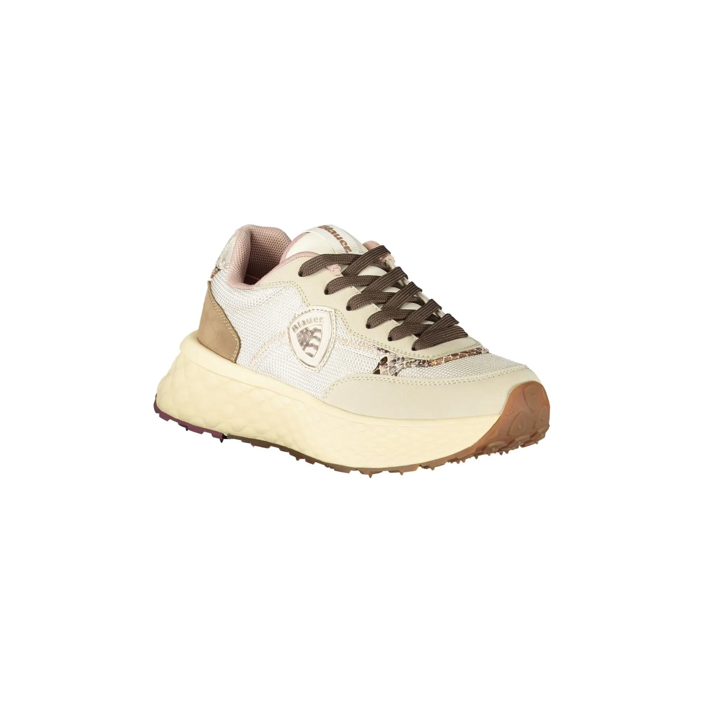 BLAUER Sneakers Donna Beige con Lacci e Dettagli a Contrasto