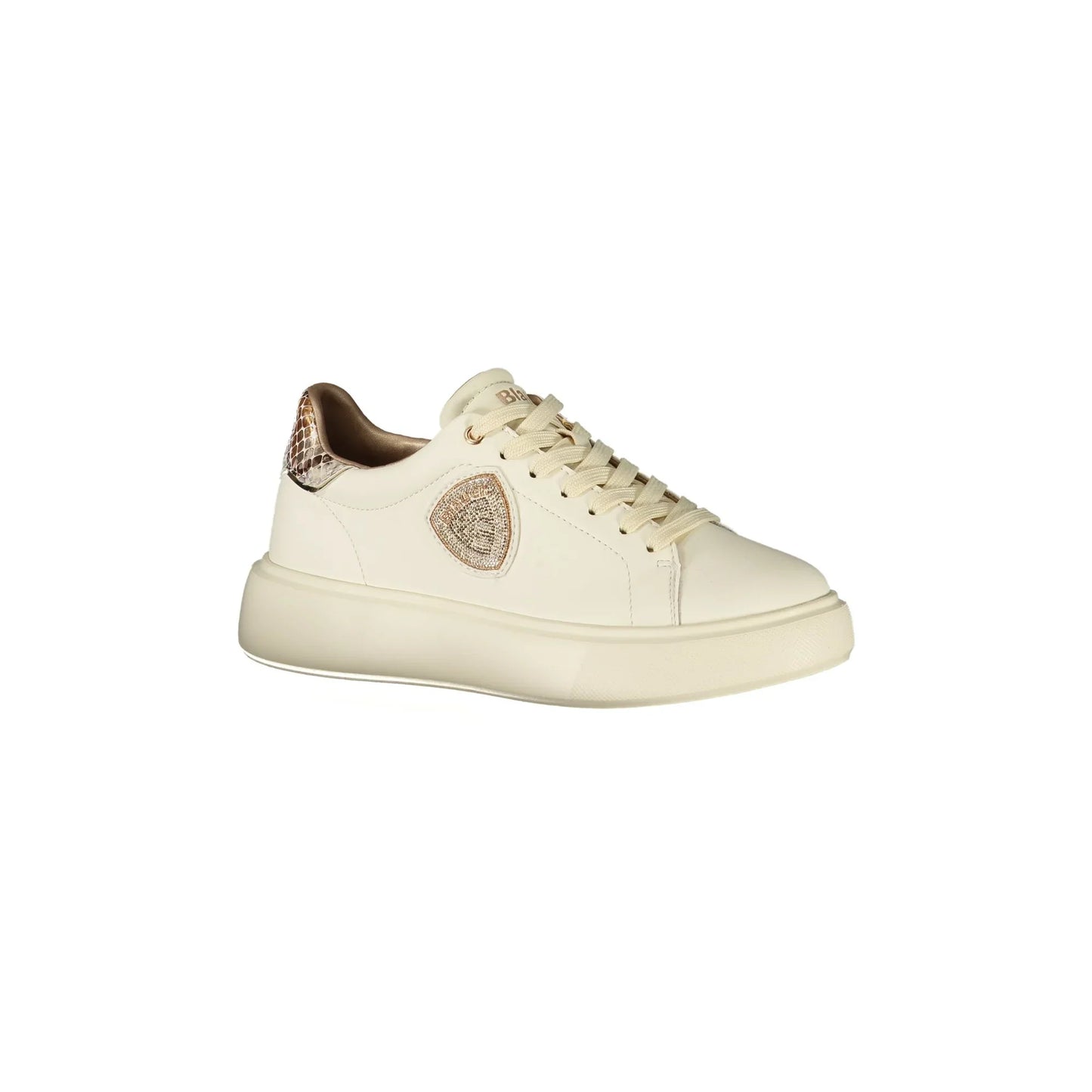 BLAUER Sneakers Donna Beige con Lacci e Dettagli in Pitone