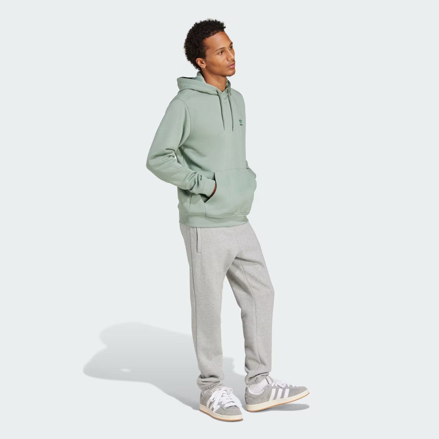 Maglia Trefoil Essential Hoodie Uomo Silver Green