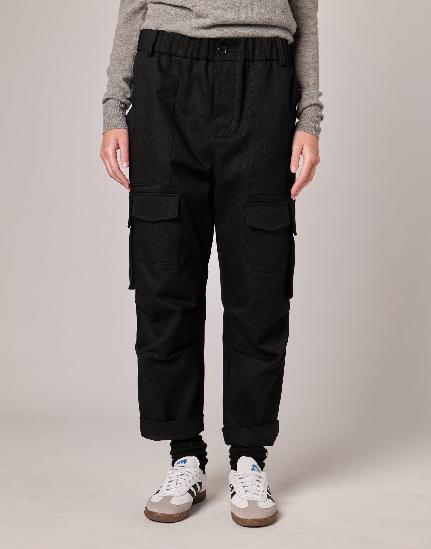 DOUUOD Pantaloni Cargo in Cotton Drill Neri