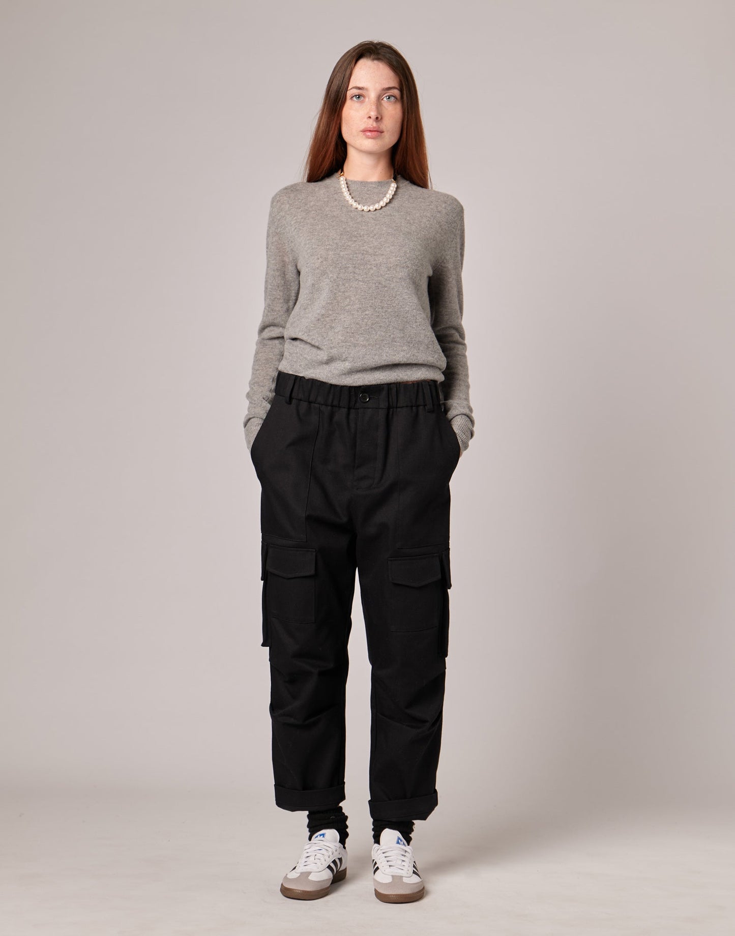 DOUUOD Pantaloni Cargo in Cotton Drill Neri