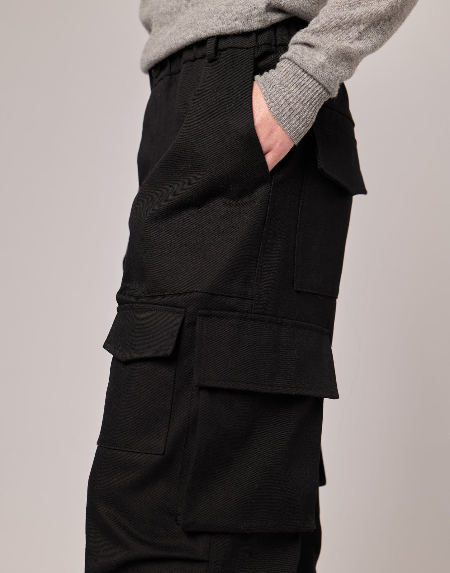 DOUUOD Pantaloni Cargo in Cotton Drill Neri