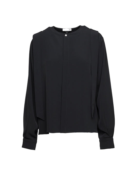 DOUUOD Camicia in Cady Fluido con Sciarpa Staccabile Nera