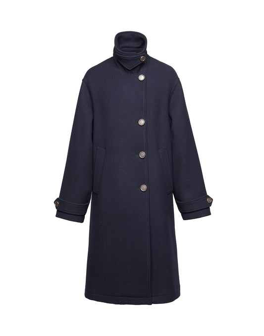 DOUUOD Cappotto in Double Twill di Lana Oltremare