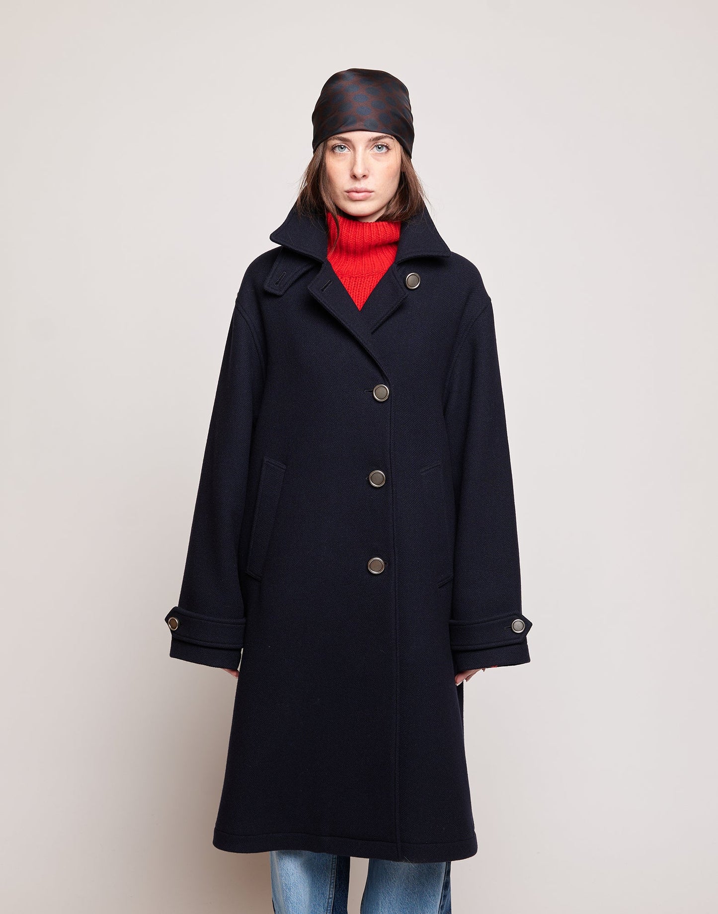 DOUUOD Cappotto in Double Twill di Lana Oltremare