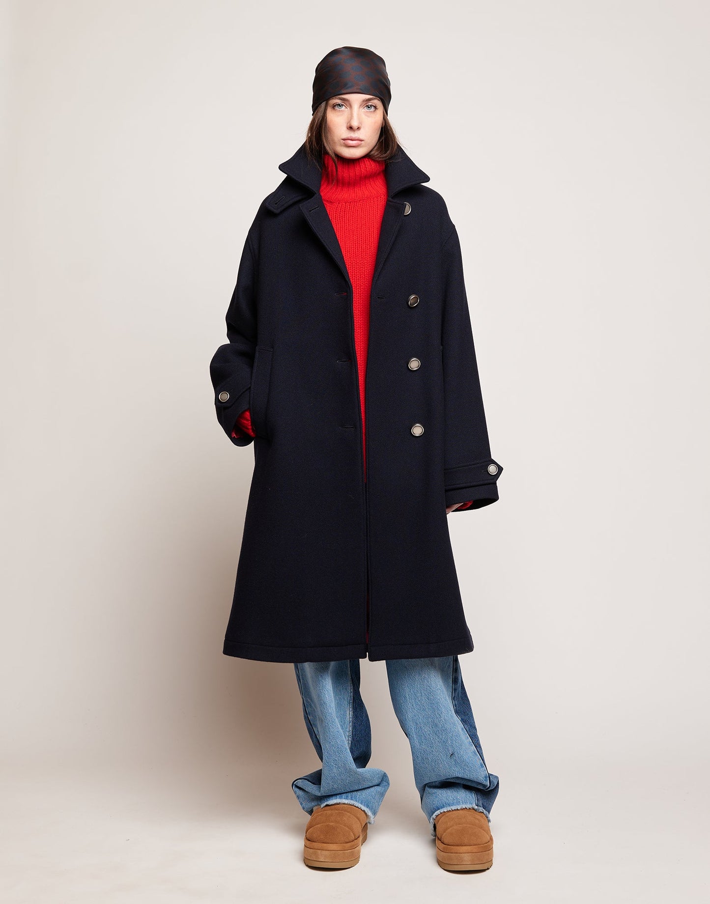 DOUUOD Cappotto in Double Twill di Lana Oltremare