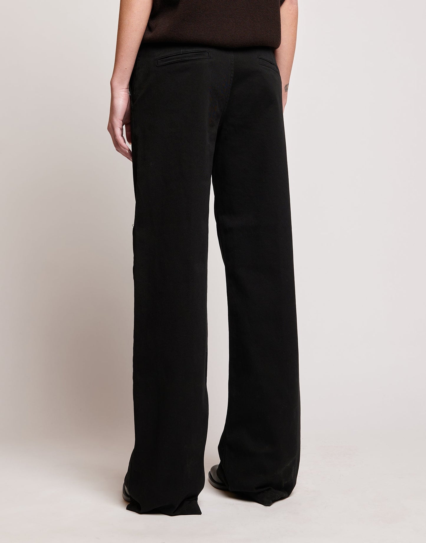 DOUUOD Pantaloni a Palazzo in Drill di Cotone Stretch Nero