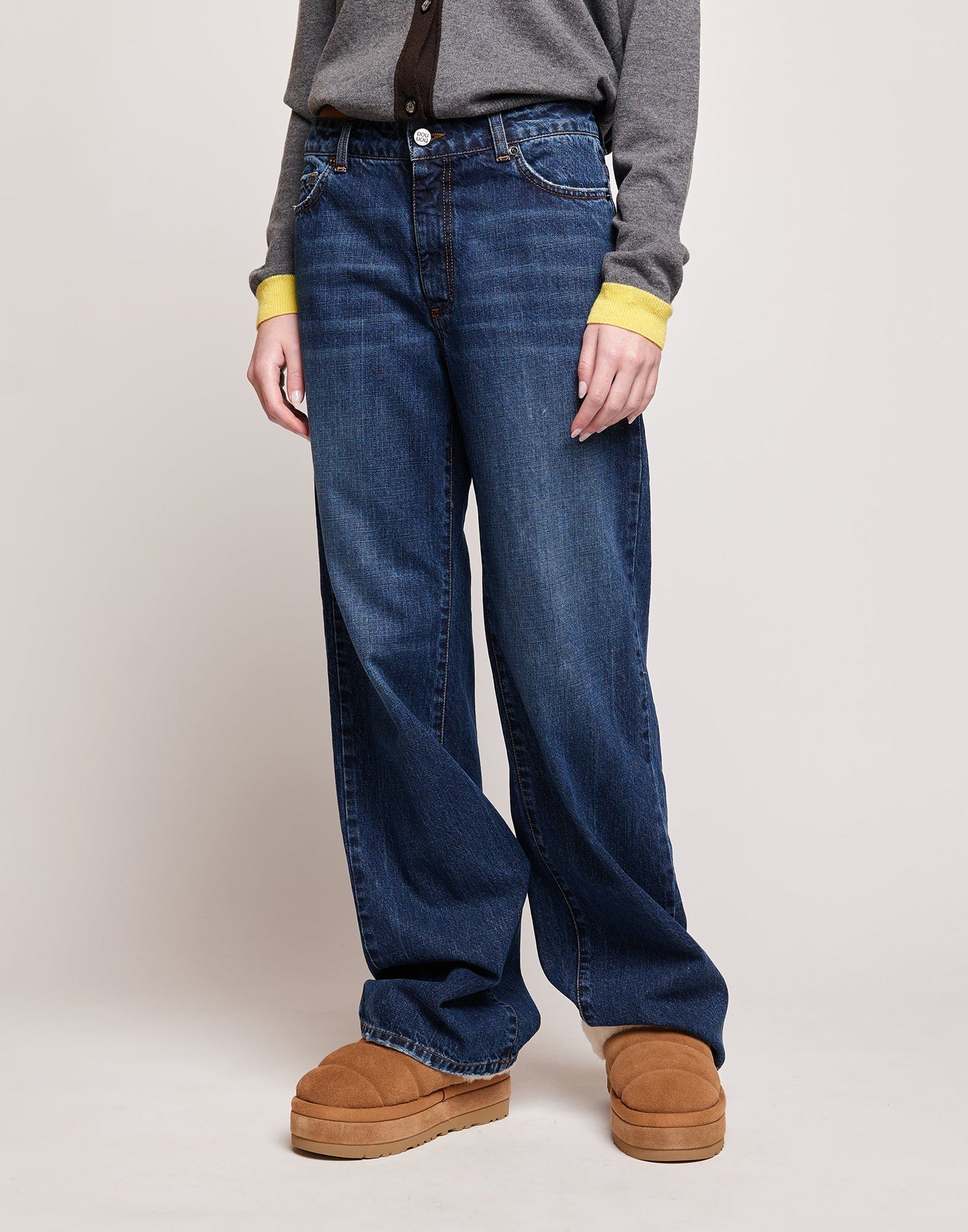 DOUUOD Jeans 5 Tasche a Palazzo Blu