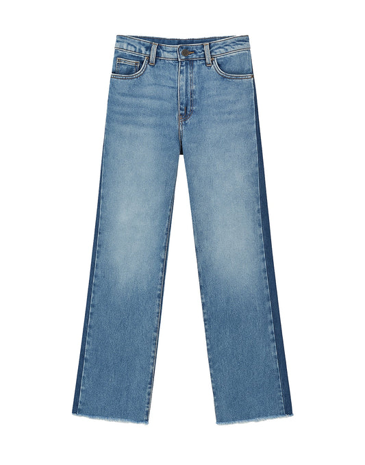 DOUUOD Jeans 5 Tasche a Palazzo Bicolore