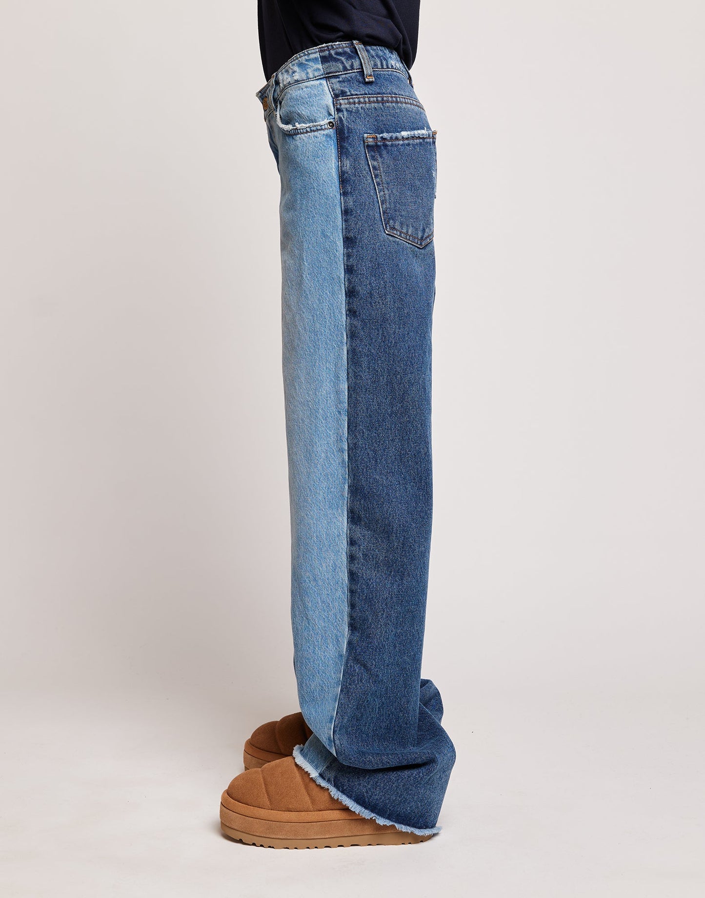 DOUUOD Jeans 5 Tasche a Palazzo Bicolore