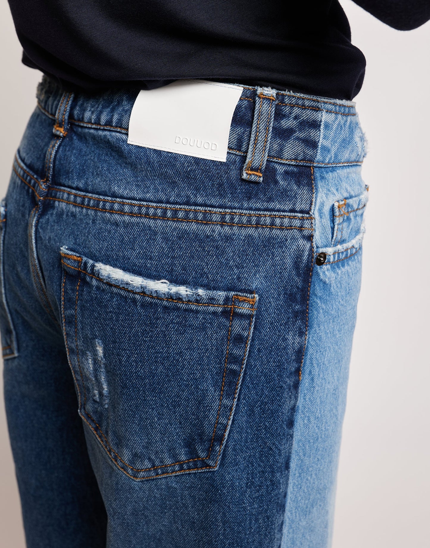 DOUUOD Jeans 5 Tasche a Palazzo Bicolore