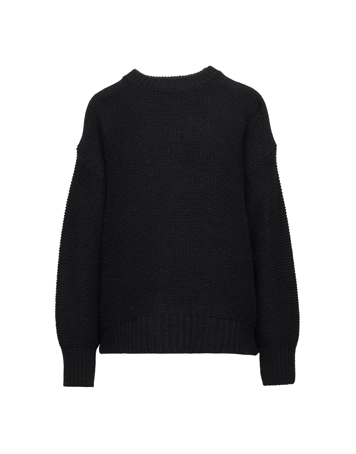 DOUUOD Maglione Girocollo in Lana e Cashmere Nero