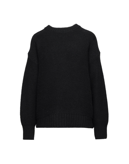 DOUUOD Maglione Girocollo in Lana e Cashmere Nero