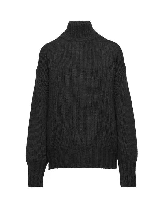 DOUUOD Maglione Dolcevita in Lana e Cashmere Nero
