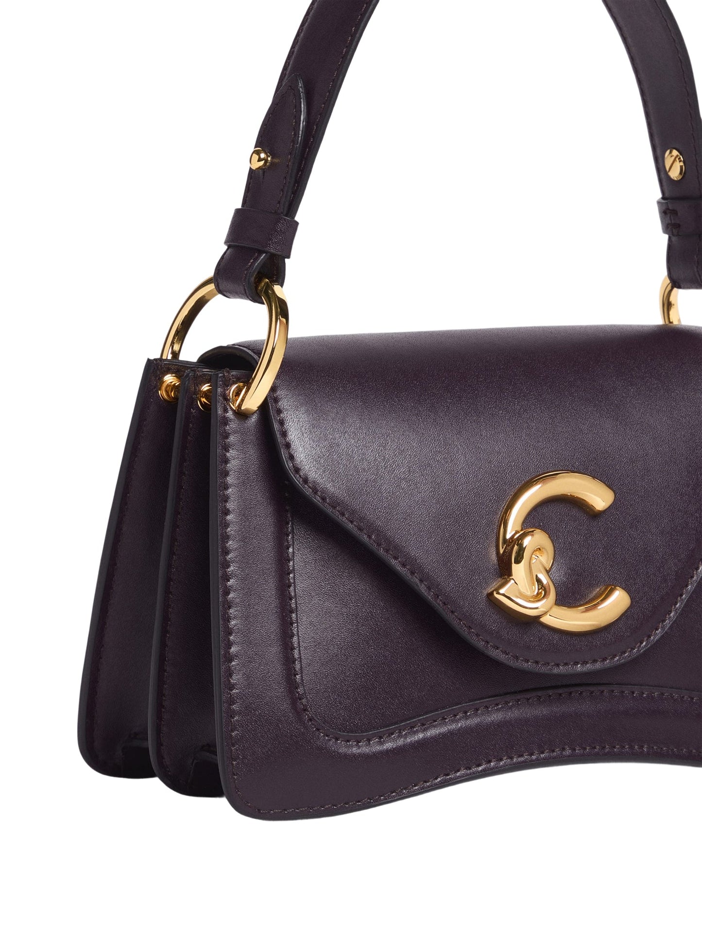COCCINELLE Borsa Donna a Mano con Tracolla Viola, In Vera Pelle, C‑Me Calf Mini