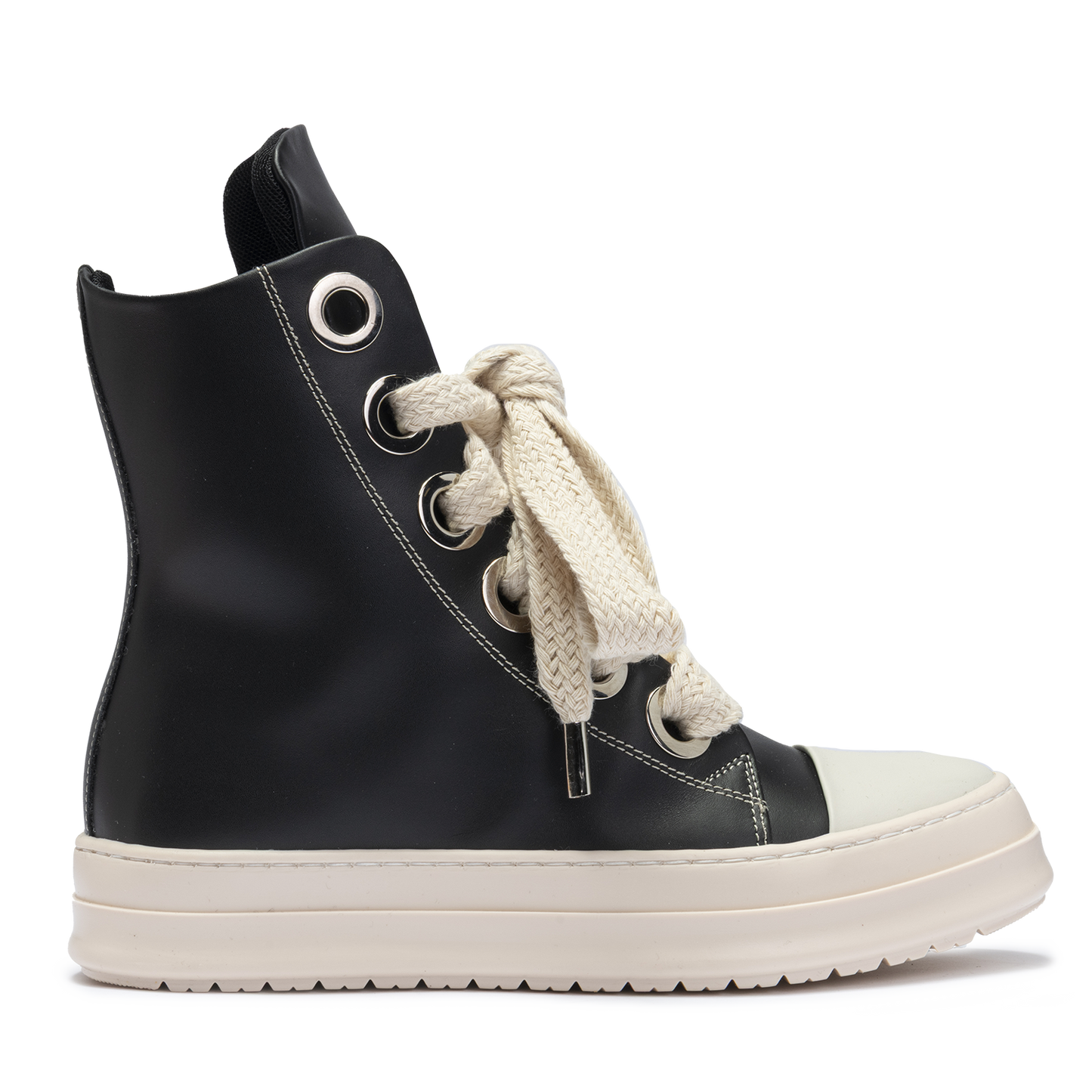 Sneakers in pelle alta con lacci maxi