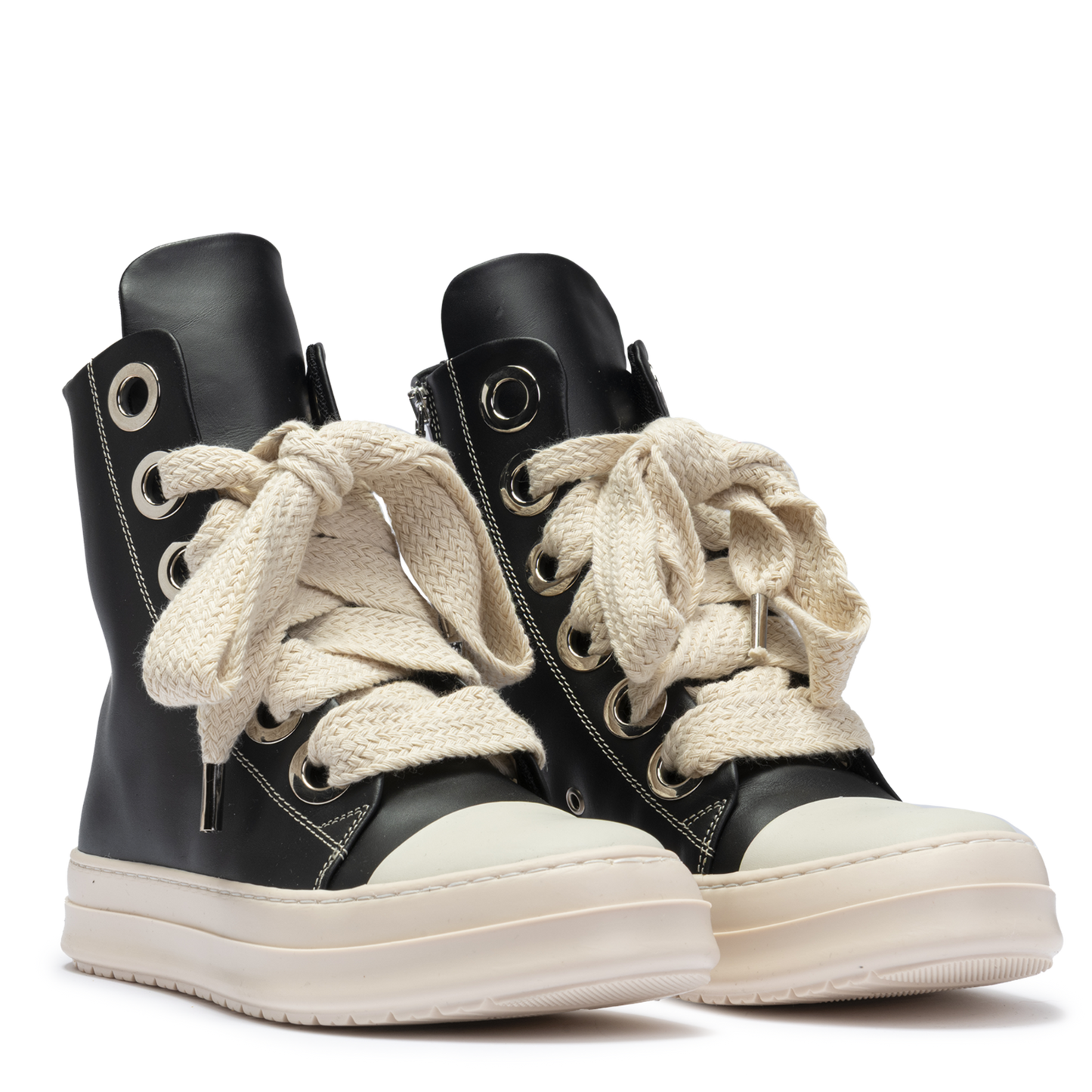 Sneakers in pelle alta con lacci maxi