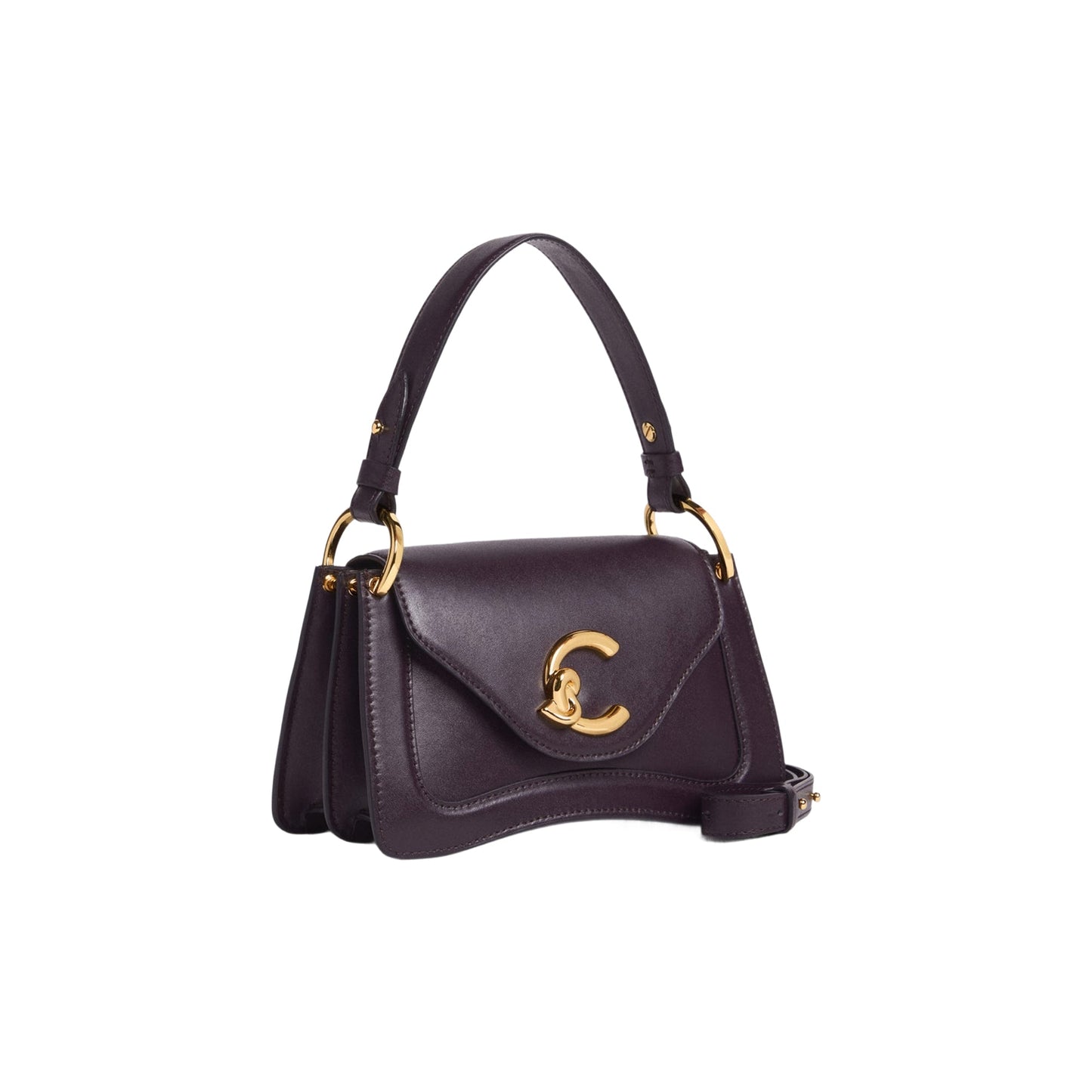 COCCINELLE Borsa Donna a Mano con Tracolla Viola, In Vera Pelle, C‑Me Calf Mini