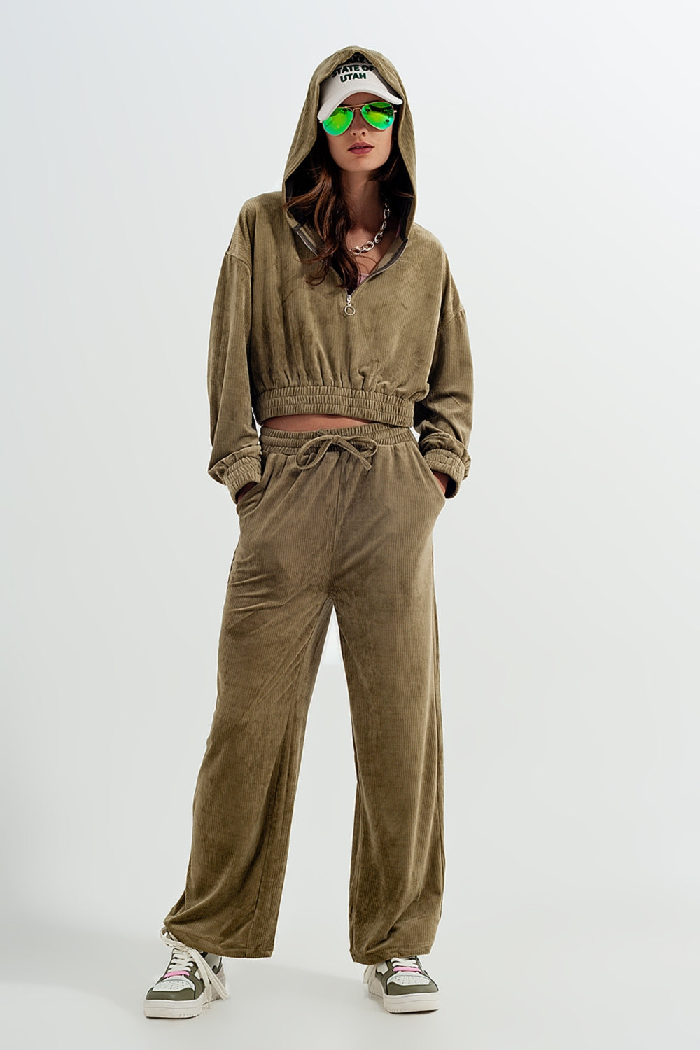 Jogger con coulisse in vita in verde